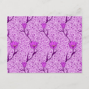 William Morris Tulp Damast, Violet en Orchidee Pos Briefkaart
