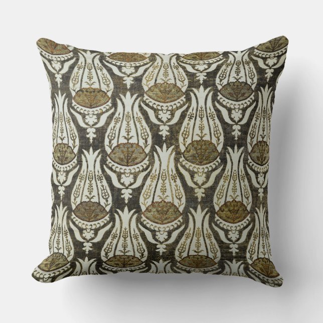 William Morris Tulp en Tralie Blauwe Bloemkunst Kussen (Voorkant)