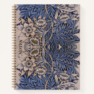 WILLIAM *MORRIS TULP EN WILGENBLAUWE BLOEMEN NOTITIEBOEK