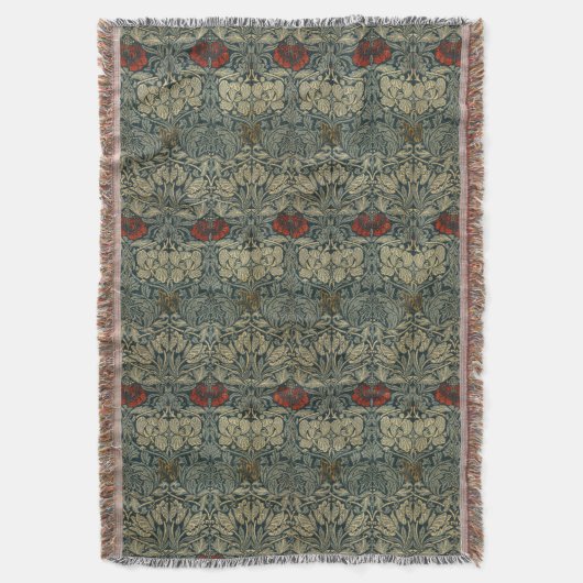 William Morris Tulp & Roos Bloemenpatroon Deken (Voorkant Verticaal)
