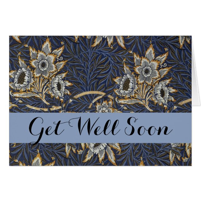 William Morris Tulp Wilgenpatroon Blauwe Bloem (Voorkant Horizontaal)