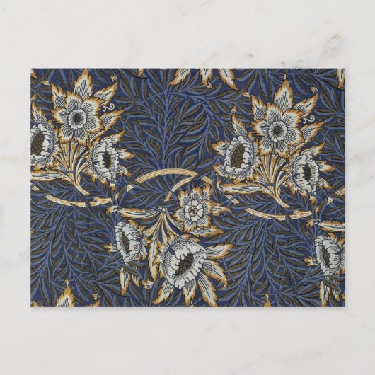 William Morris Tulp Wilgenpatroon Blauwe Bloem Briefkaart (Voorkant)
