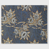 William Morris Tulp Wilgenpatroon Blauwe Bloem Cadeaupapier (Vlak)