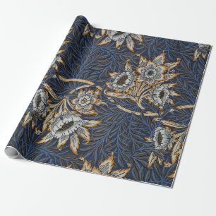 William Morris Tulp Wilgenpatroon Blauwe Bloem Cadeaupapier