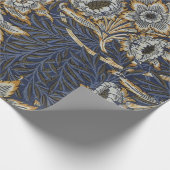 William Morris Tulp Wilgenpatroon Blauwe Bloem Cadeaupapier (Hoek)