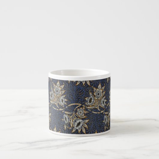 William Morris Tulp Wilgenpatroon Blauwe Bloem Espresso Kop (Voorkant)