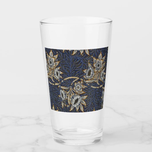 William Morris Tulp Wilgenpatroon Blauwe Bloem Glas (Voorkant)
