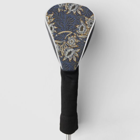 William Morris Tulp Wilgenpatroon Blauwe Bloem Golfheadcover (Voorkant)