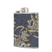 William Morris Tulp Wilgenpatroon Blauwe Bloem Heupfles (Links)