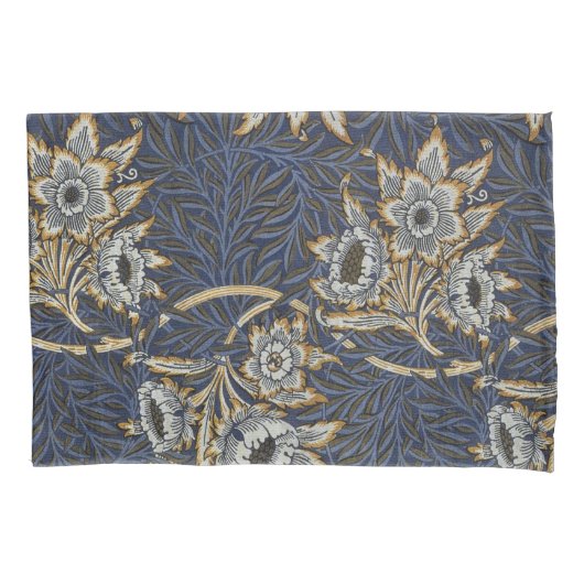 William Morris Tulp Wilgenpatroon Blauwe Bloem Kussensloop (Voorkant)