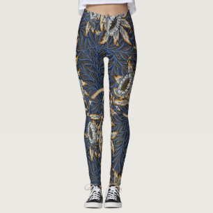 William Morris Tulp Wilgenpatroon Blauwe Bloem Leggings