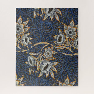 William Morris Tulp Wilgenpatroon Blauwe Bloem Legpuzzel