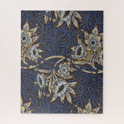 William Morris Tulp Wilgenpatroon Blauwe Bloem Legpuzzel (Verticaal)