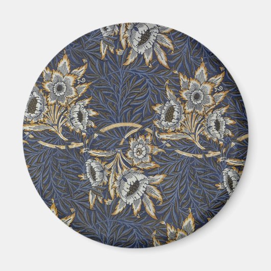 William Morris Tulp Wilgenpatroon Blauwe Bloem Magneet (Voorkant)