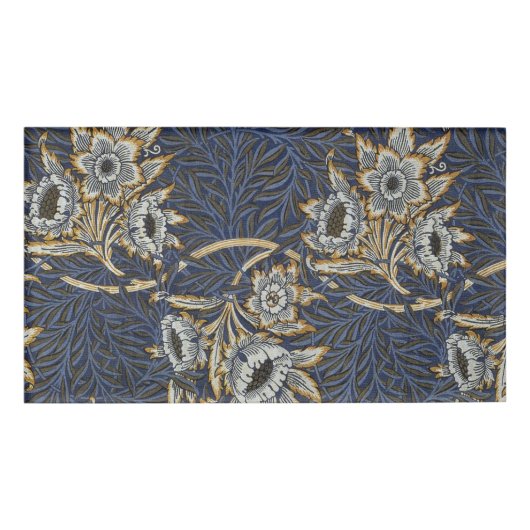 William Morris Tulp Wilgenpatroon Blauwe Bloem Naambadge (Voorkant)