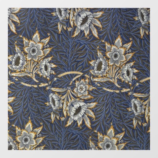 William Morris Tulp Wilgenpatroon Blauwe Bloem Raamsticker (Vel)