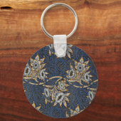 William Morris Tulp Wilgenpatroon Blauwe Bloem Sleutelhanger (Voorkant)