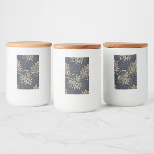 William Morris Tulp Wilgenpatroon Blauwe Bloem Voedselcontainer Etiket (Flessen)