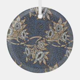 William Morris Tulp Wilgenpatroon Blauwe Bloemen Glas Ornament