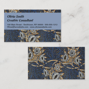 William Morris Tulp Wilgenpatroon Blauwe Bloemen Visitekaartje