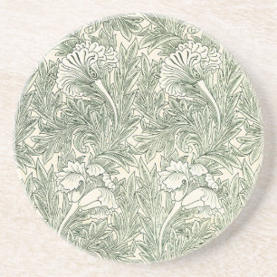 William Morris Tulpenbehang Klassiek Groen Zandsteen Onderzetter