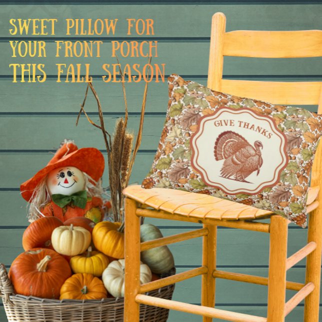 William Morris Turkije Herfstbladeren Geef Dank Accent Kussen (This Tom Turkey is giving thanks he's not on the menu this Thanksgiving!)