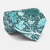 William Morris Turquoise Teal Bloempatroon Stropdas (Opgerold)