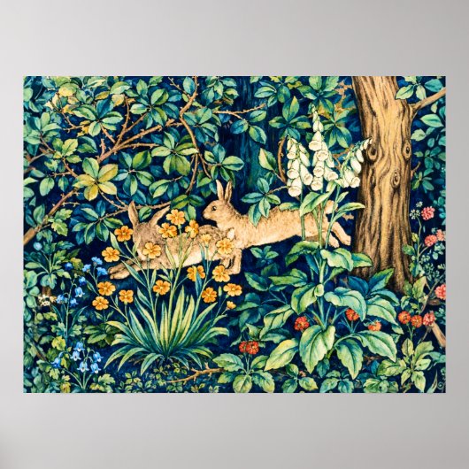 William Morris "Twee hazen" Wilde konijnen Poster (Voorkant)