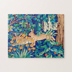 William Morris "Two Hares" in een bos Legpuzzel