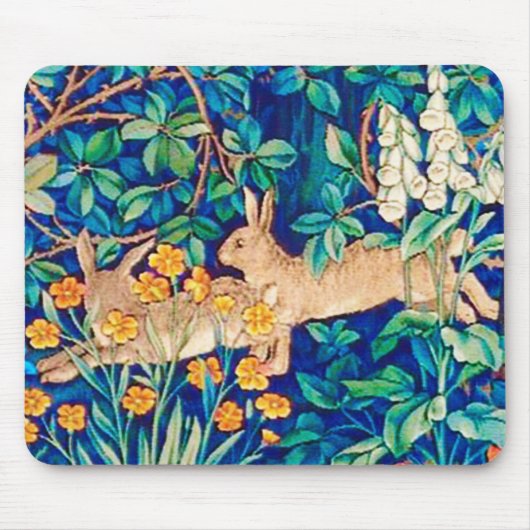 William Morris "Two Hares" - Konijnen in een bos Muismat (Voorkant)