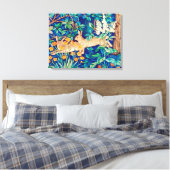 William Morris "Two Hares" - Wild Rabbits Canvas Afdruk (Insitu (Slaapkamer))