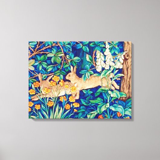 William Morris "Two Hares" - Wild Rabbits Canvas Afdruk (Voorkant)
