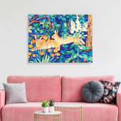 William Morris "Two Hares" - Wild Rabbits Canvas Afdruk (Insitu (Woonkamer))