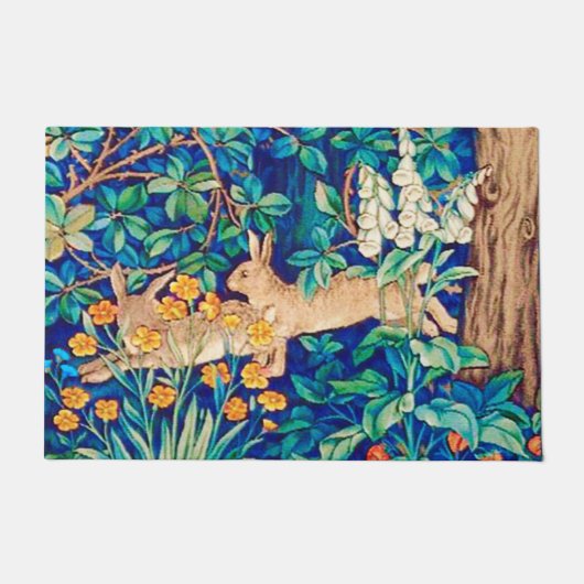William Morris "Two Hares" - Wild Rabbits Deurmat (Voorkant)