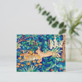 William Morris "Two Hares" Wild Rabbits Print Briefkaart (Staand voorkant)