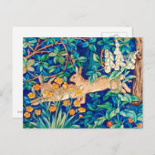 William Morris "Two Hares" Wild Rabbits Print Briefkaart (Voorkant / Achterkant)