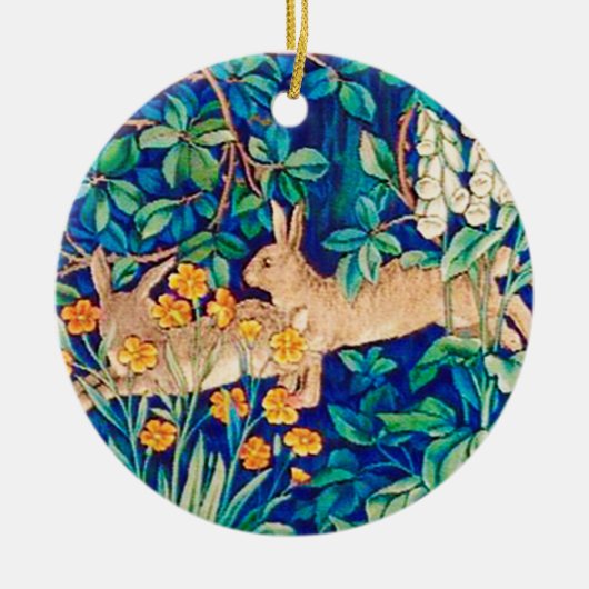 William Morris "Two Hares" Wild Rabbits Print Keramisch Ornament (Voorkant)