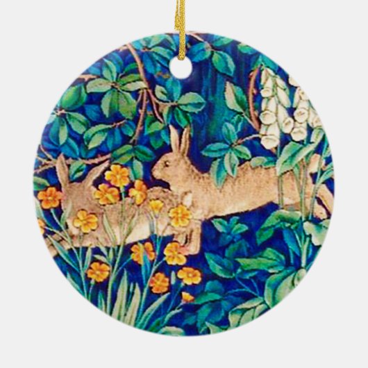 William Morris "Two Hares" Wild Rabbits Print Keramisch Ornament (Achterkant)