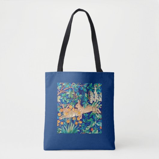 William Morris "Two Hares" Wild Rabbits Print Tote Bag (Voorkant)