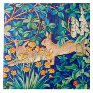 William Morris "Two Hares" - Wilde Rabbits Tegeltje