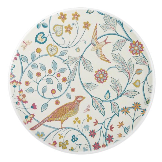 William Morris - Uil en Bessen Behang  Keramische Knop (Voorkant)