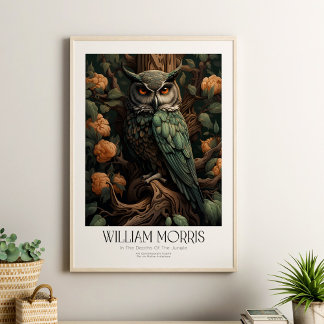 William Morris  Uil met bloesems Poster