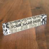 William Morris Venetian Damask Brocade Naambordje (Zijkant)