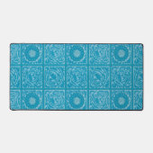 William Morris  Vierkant Blauw Bloempatroon Bureaumat (Voorkant)