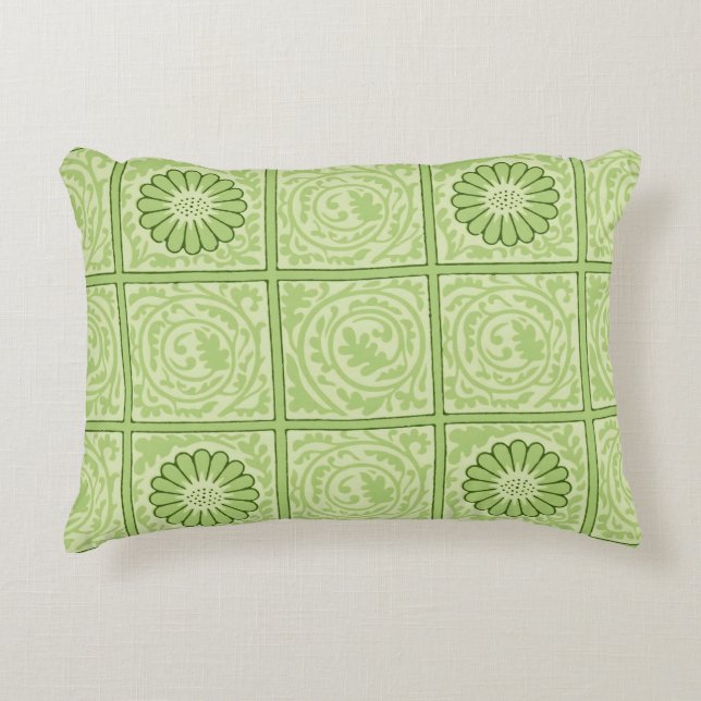William Morris  Vierkant Groen Bloempatroon Accent Kussen (Voorkant)