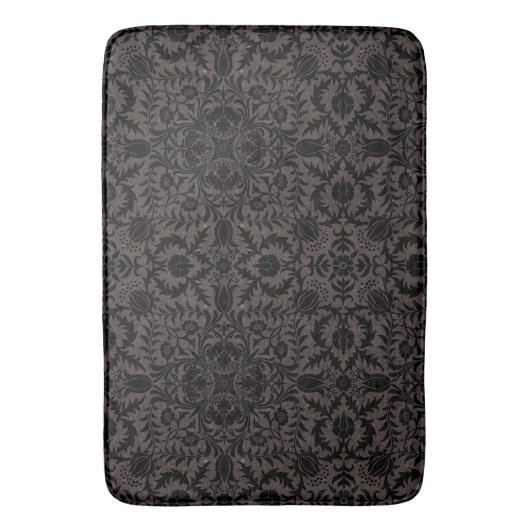 William Morris Vine  Black Flower Pattern Badmat (Voorkant Verticaal)