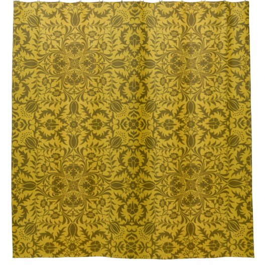 William Morris Vine Bruin Bloempatroon Douchegordijn (Voorkant)