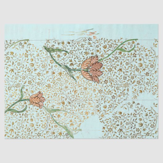 William Morris VINE EN TULIP AQUA Tissue Paper Tissuepapier (Voorkant)