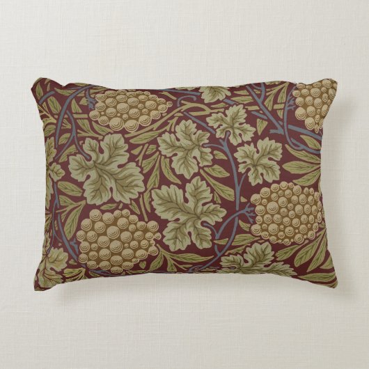 William Morris Vine Grape Red Art Accent Kussen (Voorkant)