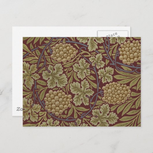 William Morris Vine Grape Red Art Briefkaart (Voorkant / Achterkant)